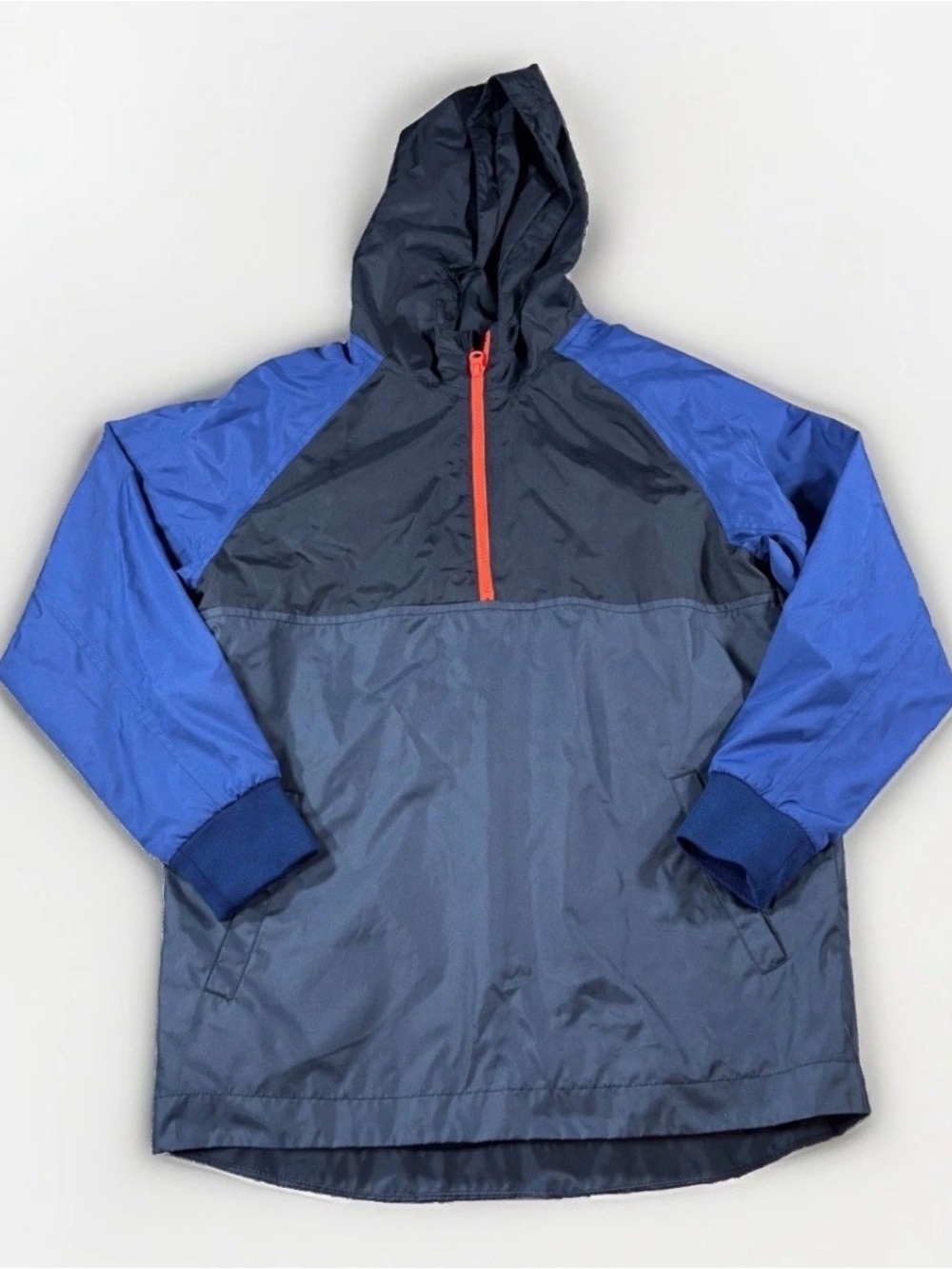 Old‎ Navy Boys XL 14-16 Windbreaker Jacket Hooded Quarter Zip Blue Colorblock